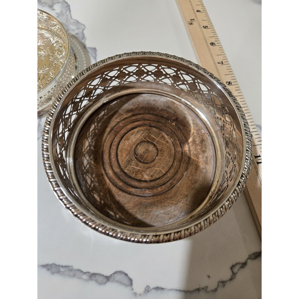 Silver Plated Wine Bottle Coaster 5” Kirk Stieff Collection Smithsonian